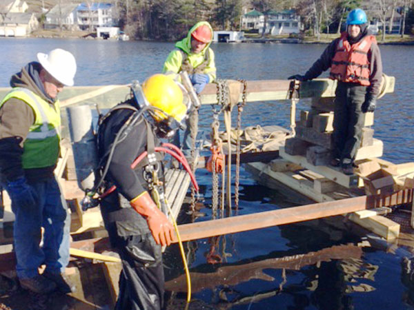 Divers made the final connection between the old and new line.